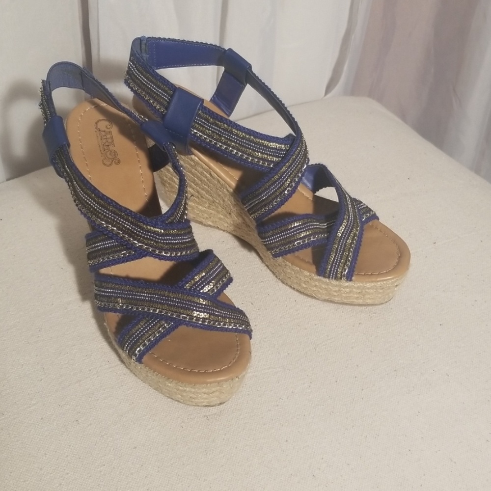 Carlos Santana beaded wedges